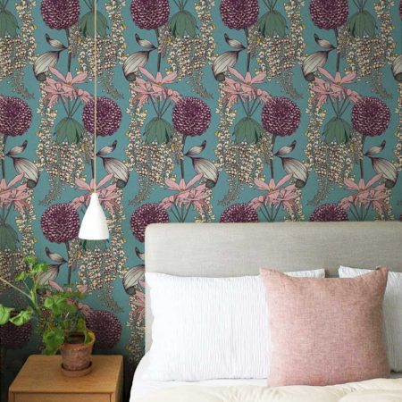 Laburnum-Teal-Wallpaper-By-Abigail-Borg