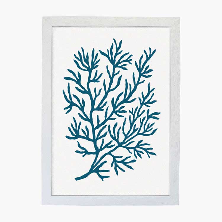 art-print-birdsnest-coral-blue-white-frame-Abigail-Borg