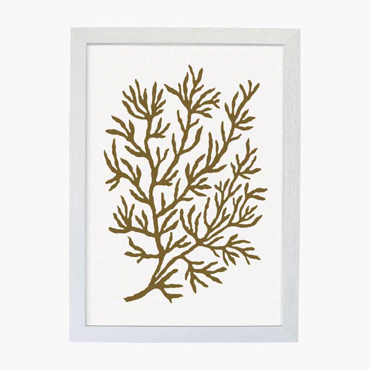 art-print-birdsnest-coral-gold-white-frame-Abigail-Borg