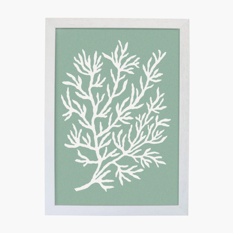 art-print-birdsnest-coral-mint-white-frame-Abigail-Borg