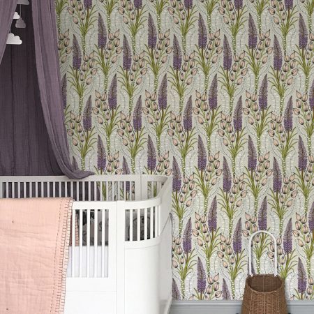 Foxtail Lily Taupe Wallpaper By Abigail Borg